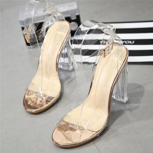 Summer Women High Heels Sandals Female Buckle Strap Crystal Transparent Shoes Lady Heels Pumps