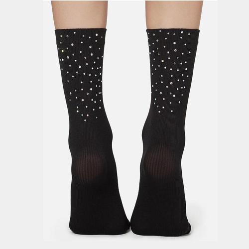Women's Luxurious Rhinestone Socks Sox.Ladies Black Hot Fix Rhinestone Ankle Socks Shorts Sock Female