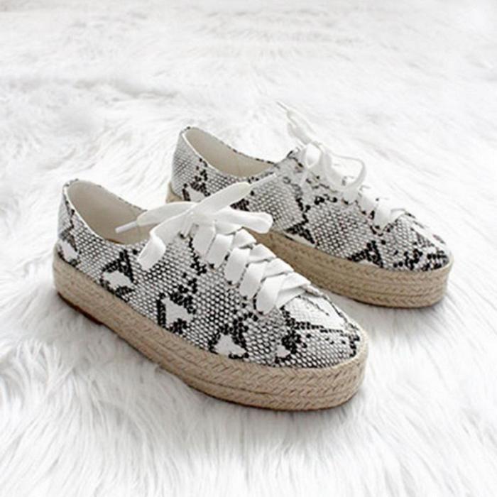 Fashion Leopard Flats Women Shoes Casual Canvas Platform Shoes Woman Sneaker