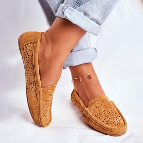 Women Casual Hollow-out Slip On Flat Heel Loafers