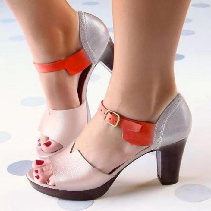 Chunky Heel Women Sandals Summer Women Shoes Ankle Strap Elegant Ladies Shoes