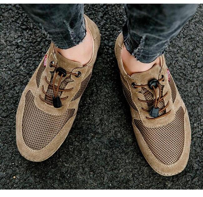 Mens Shoes Casual Footwear Summer Autumn Mesh Walking Shoe Sneakers Suede Leather Leisure Breathable