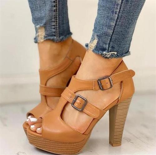High Heels Women Summer Peep Toe Buckle Strap Sandals Ladies Platform Pumps Shoes Sexy Party Club Shoes Thick Heels Shoes