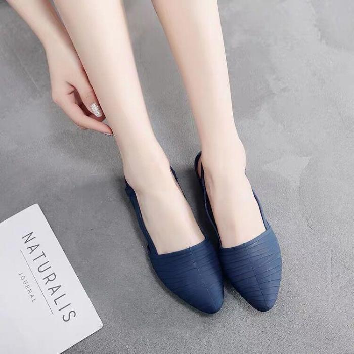 Women Sandals Women Pumps Pointed Toe Jelly Shoes Soft Sole Low Heel Sandals