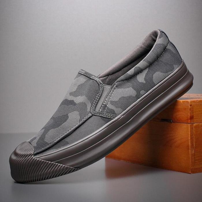 New Camouflage Canvas Sneaker Shoes Men's Breathable Leisure Vulcanize Shoes Lazy Platform Trend All-match Loafer Shoes