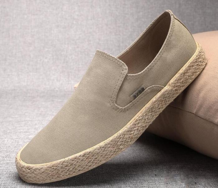 Summer New Canvas Sneakers Shoes Breathable Men's Slip on Braided Sole Fashion Shoes Autumn Men's Loafer Shoes