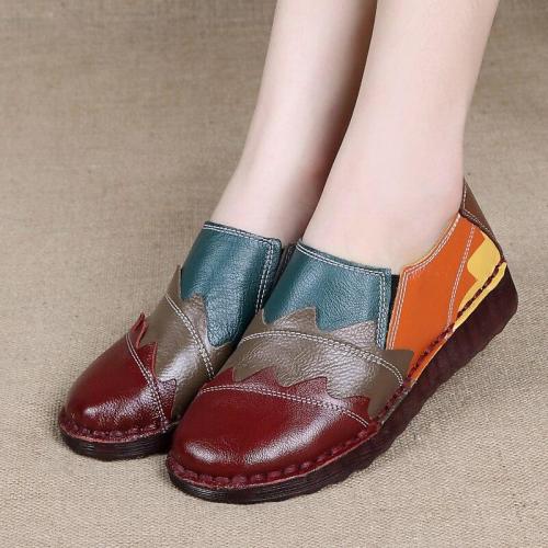 Female National Wind Non-slip Comfortable Flat Sole Shoes Middle-aged Casual Shallow Mouth Large Size Shoes