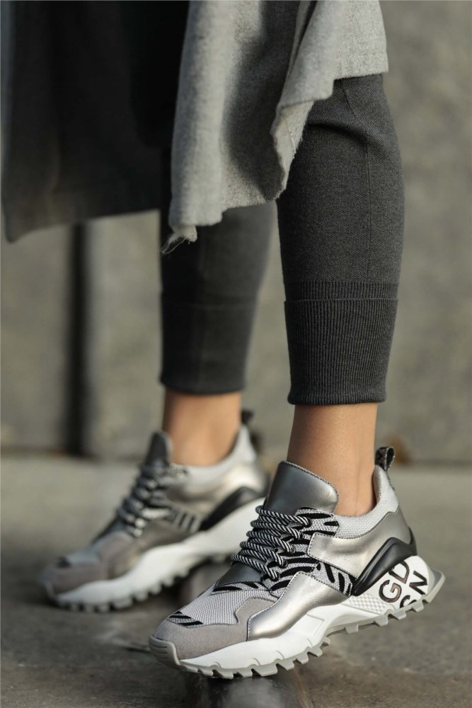 Silver Sport Shoes Women Sneakers Fashion