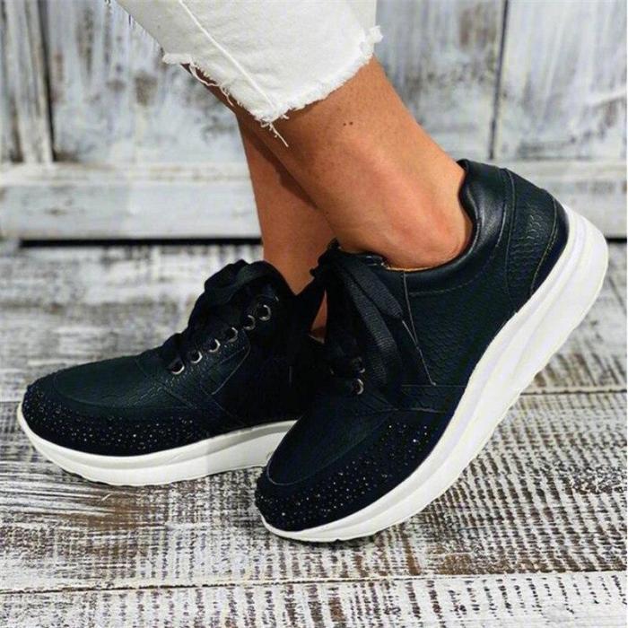 Women Retro Sneakers Casual Wedge Ladies Flat Shoes Zipper Lace Up Comfortable Female Shoes Outdoor Single Shoe