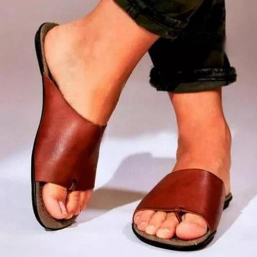 Women Soft Leather Slippers Fashion Beach Flip Flops Slippers Ladies