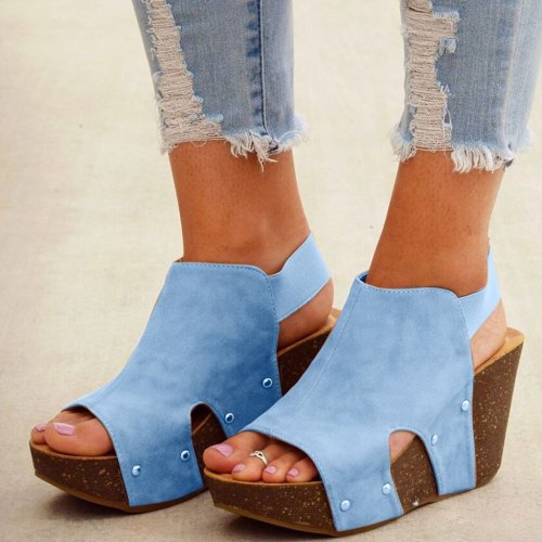 Shoes Woman Sandals Wedges Fashion Womens Flat Open Toe Wedges Thick Bottom