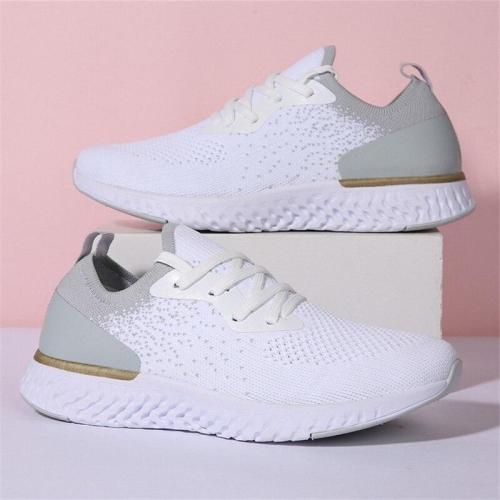 Sneakers Women's Outdoor Leisure Breathable Fitness Shoes Comfortable Mesh Soft Flat Walking Shoes Lace-Up