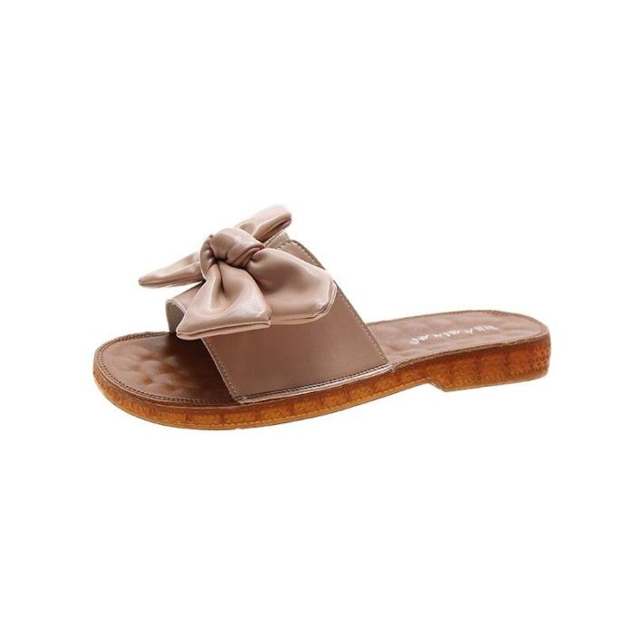 Summer Women Slippers Pu Leather Flat Heel Peep Toe Beach Outdoor Slides Retro Shoes