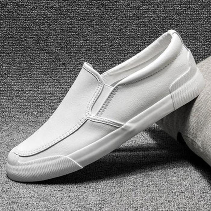 2020 New Men's Vulcanize Shoes Lazy Tide Simple Casual Leather Shoes Men's Loafer Shoes Designer Slip-On Sneakers