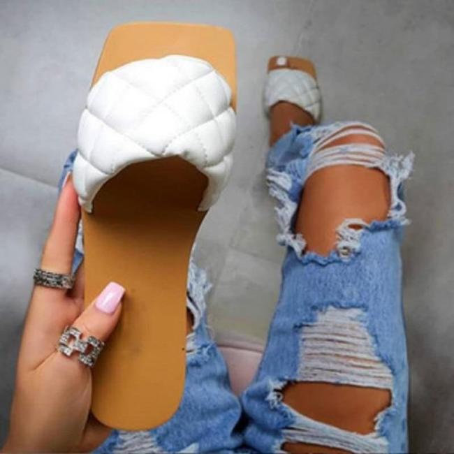 Women's Fashion Flat Square Head Casual Slippers