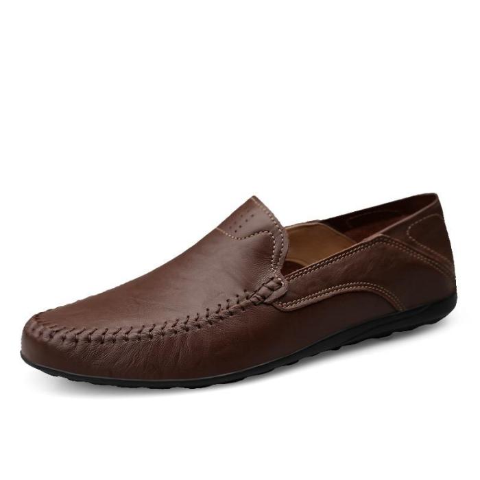 Genuine Leather Mens Shoes Casual Luxury Men Loafers Breathable Slip on Male Boat Shoes
