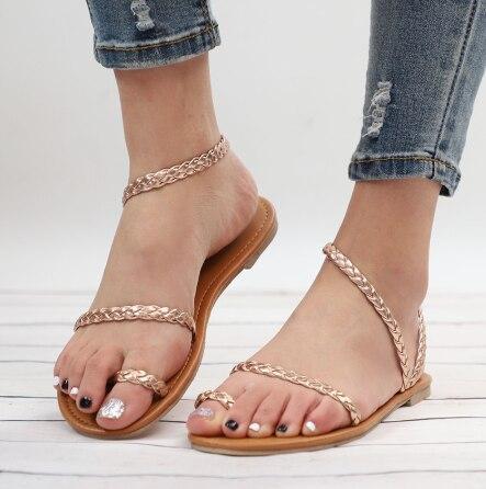 Sandals Summer Women Weaving Casual Beach Flat with Shoes Female Sandal