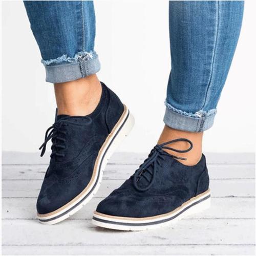 Lace Up Women Flats Breathable Spring Autumn Sneakers Oxford Shoes Female Fashion Plush Size Leather Casual Women Shoes