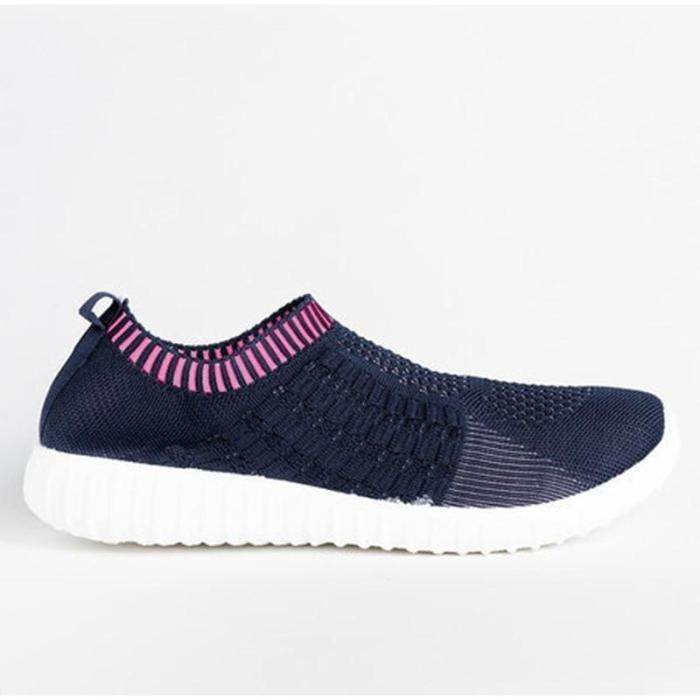 Women Knitting Flat Autumn Sneakers Slip On Comfort Loafers Female Hollow Out Platform Casual Shoes