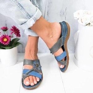 Retro Casual Shoes Slippers Wedge Open Toe Sandals Women Beach Slip On Slides