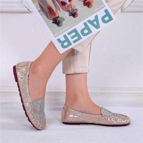 Women Foldable Flat Shoes Fashion Rhinestone Slip-on Flats