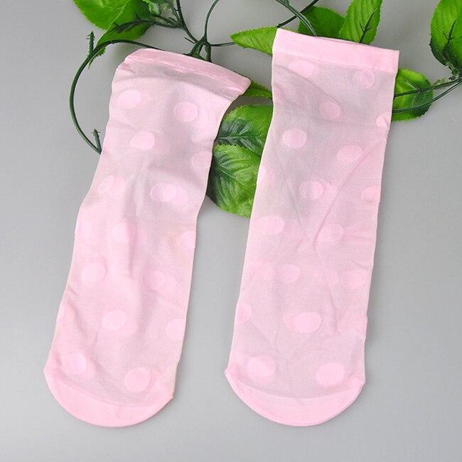 Women Breathable Fluorescent color Polka Dot Socks Ladies Thin Crystal Socks Transparent Thin Dots Silk Socks Female