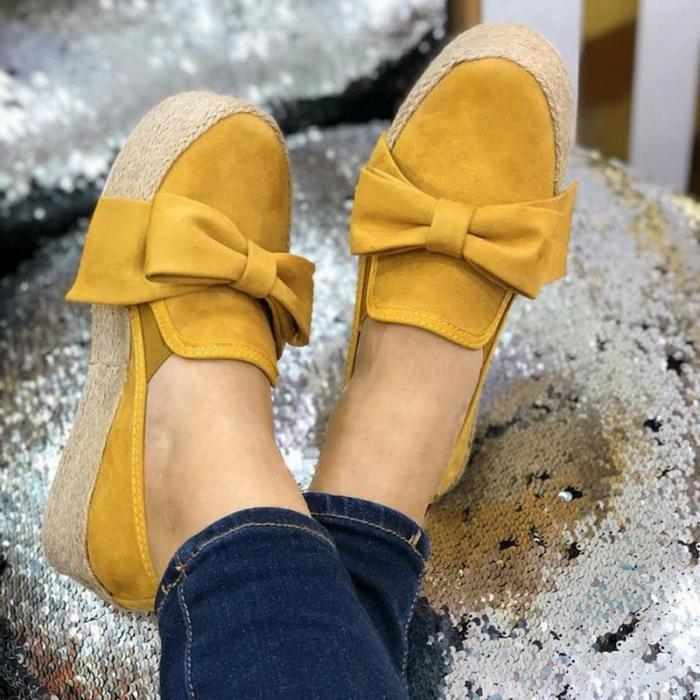 Flats Women Flats Thick Bottom Shoes Slip On Casual Ladies Canvas Bow Shoe