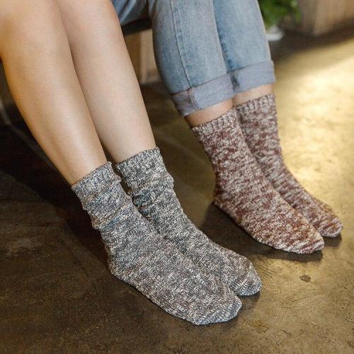Women's Soft Snow Knitting Wool Socks Vintage Ladies Warm Thicken Socks Basic Sox Female