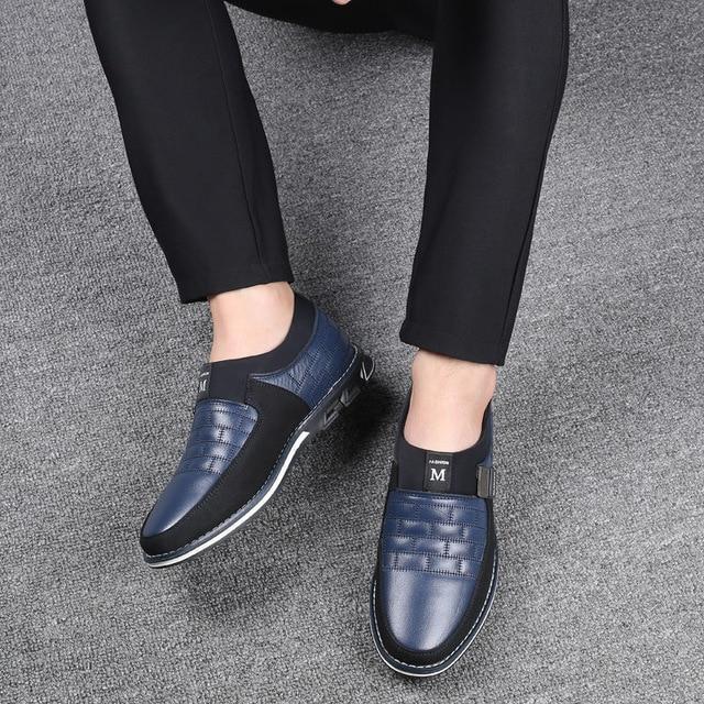 Leather Men Casual Shoes Mens Loafers Moccasins Breathable Slip on Black Driving Shoes