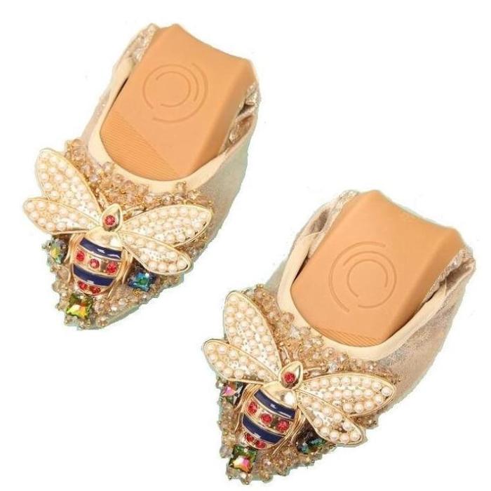 Plus Size Crystal Woman Flat Shoes Elegant Comfortable Rhinestone Soft Flats