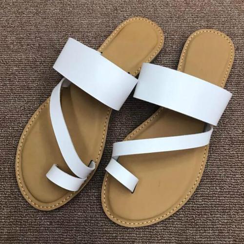 Fashion Summer Women Outside Slippers  Ladies Leather Black Blue Slip-on Slides Beach Shoes Size