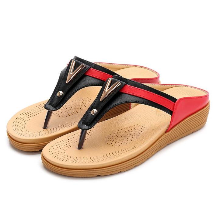Shoes ladies Bohemian slippers flat sandals color matching outside