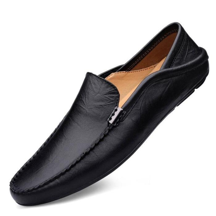 Mans Boat Shoes Fashion Leather Shoe Slip on Summer Male Moccasins Genuine Leather Clax Men's Flats Breathable
