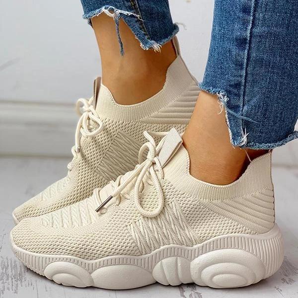 Non-Slip Knitted Breathable Lace-Up Yeezy Sneakers