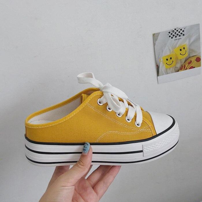 Woman Half Slipper Canvas Shoes Flat Sneakers Women Casual Comfortable Loafer