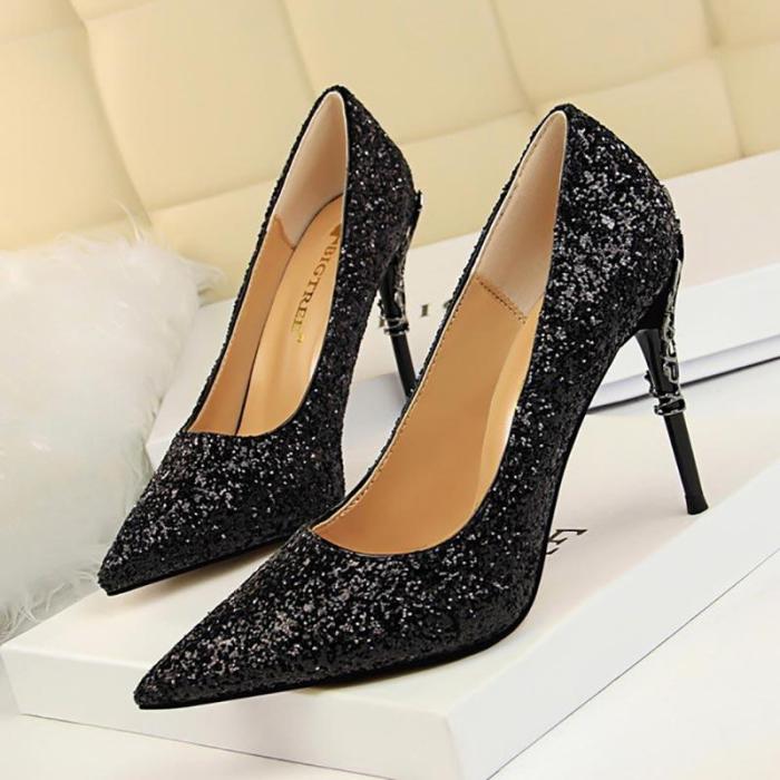 Gold Silver Pumps Sexy Pointed Toe Over 8cm High Heels Wedding Party Shoes Women Pumps