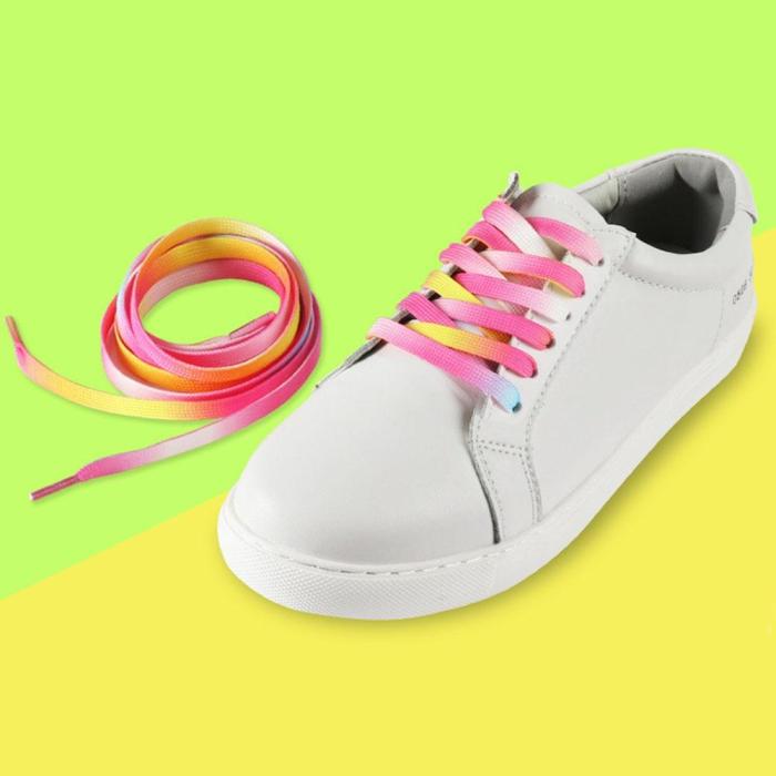Gradient Rainbow Pink Flat Shoelace Sports Casual Shoes Laces Sneaker Boots Shoe Strings