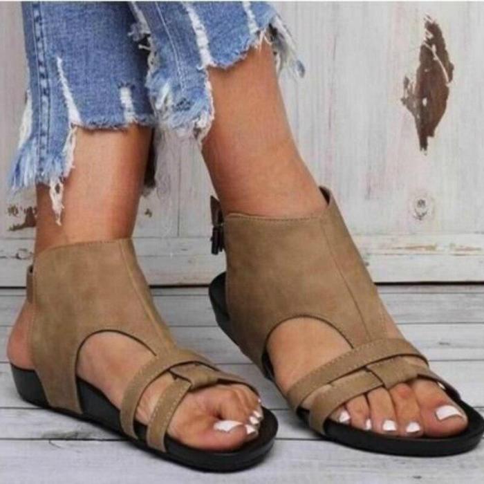 Summer Flock Sandals Women Back Strap Buckle Platform Wedges Heel Peep Toe Casual Summer Beach Ladies Shoes Zapatos De Mujer