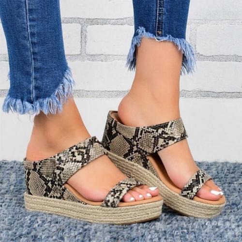 Wedges Sandals Shoes for Women Leather High Heels Slippers Summer
