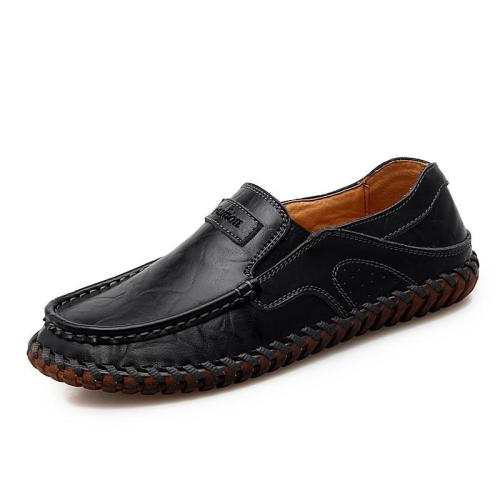 Men Genuine Leather Shoes Slip on Black Shoes Real Leather Loafers Man Italian Designer Shoes Big Size