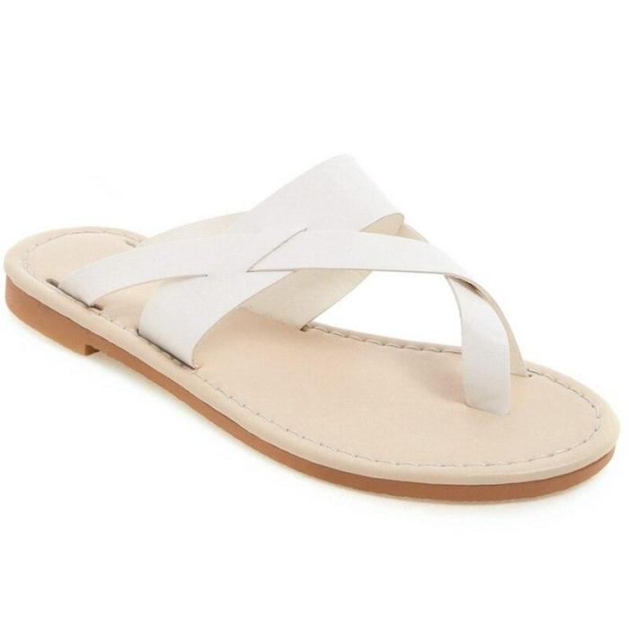 Summer Casual Women's Flat Slippers Pu Leather Comfortable Beach Shoes