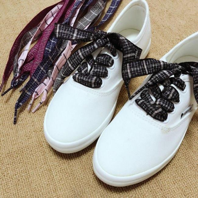 Wide Flat British Style Shoelaces Women Linen Laces Sneaker Sport Shoeslace