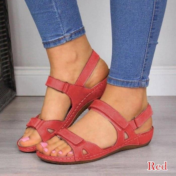 Sandals Soft Three Color Stitching Ladies Sandals Comfortable Flat Sandals Open Toe Beach Shoes Woman