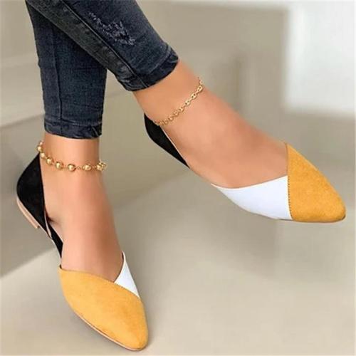 Women Hit Color Pointed Toe Slip On Flat Heel Loafers
