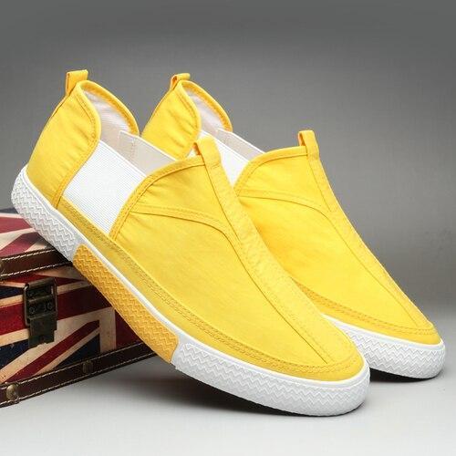 New Canvas Vulcanize Shoes Men Spring Wild Leisure Loafer Shoes Breathable Korean Trend British Male Stitching Sneakers
