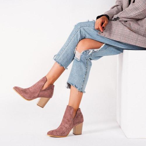 Chic Women Boots High Shoes Woman Spuare Toe Heel Ankle Boots Female