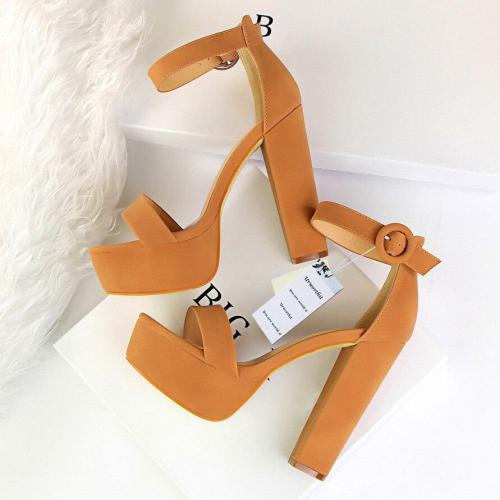 Women Classic High Heels Fetish Suede Platform Sandals Female Chunky Summer Shoes Lady Sexy