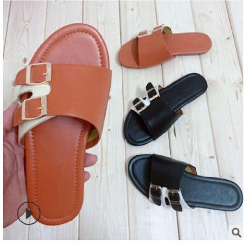 Summer New Women's Shoes Flat Sandals Open Toe Buckle Slippers Outdoor Beach Shoes Fashion Plus Size 41