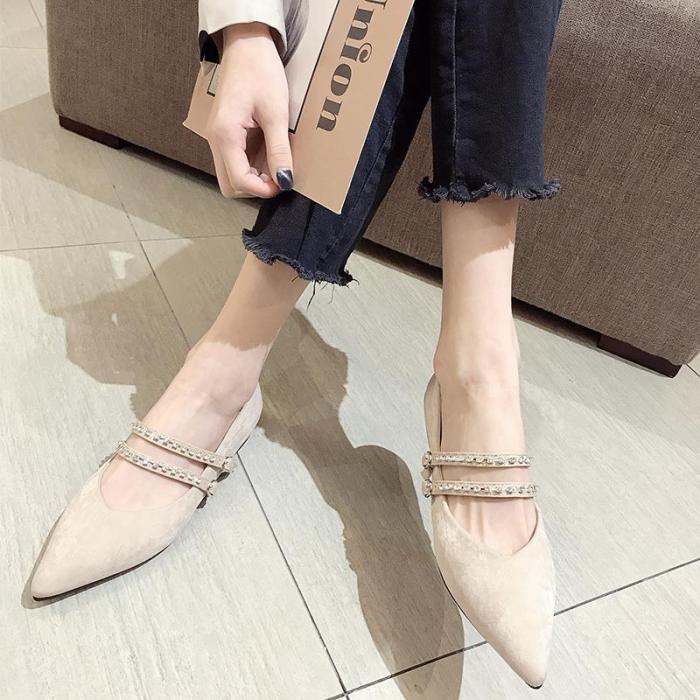 Women Winter Butterfly Knot Rivet Slip on Warm Loafers Shoes Home Casual Flats Shoes Women Pointed Toe Shoes