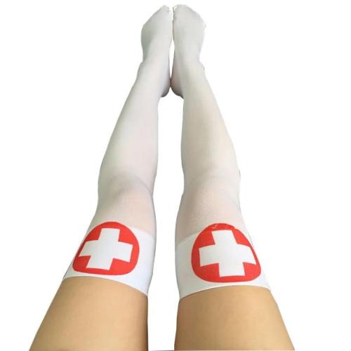 Halloween Stocking Long Sexy Women Horror White Halloween Party Bloody Nurse Fancy Knee Long Zombie Socks